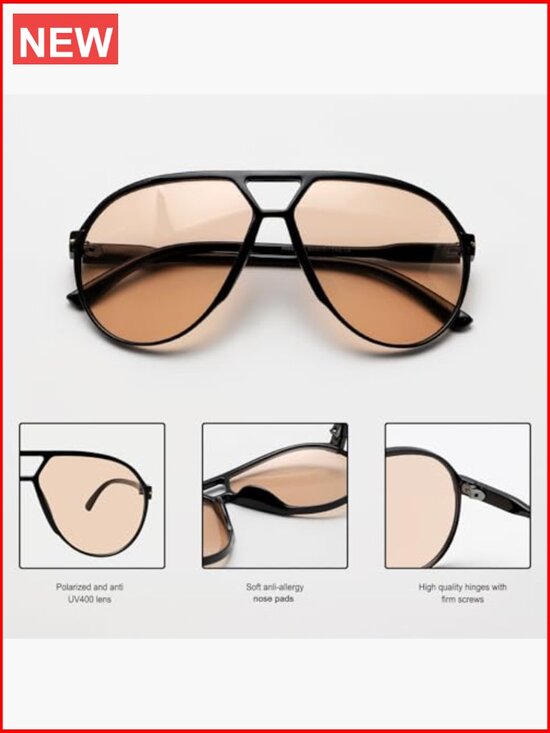 Retro Aviator Sunglasses Oversized Square Vintage Sun Glasses main image 6